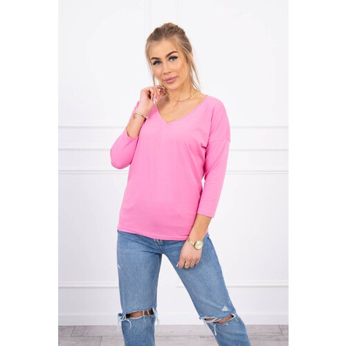 Kesi Light pink blouse with a V-neck Slike