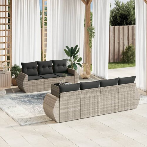 vidaXL 8-dijelni set vrtnih sofa od poliratana s jastucima svjetlosivi Cijene