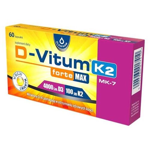 Oleofarm Vitamin D3 4000 IE in K2 MK-7 D-Vitum Forte Max (60 kapsul) Slike