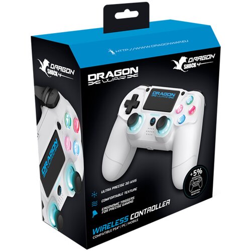PS4 Dragon Shock 4 Wireless Controller White Slike