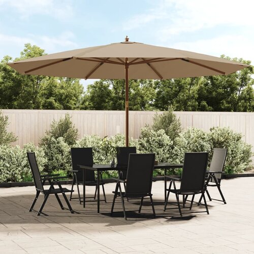 vidaXL Vrtni suncobran s drvenim stupom smeđesivi 400 x 273 cm Cijene