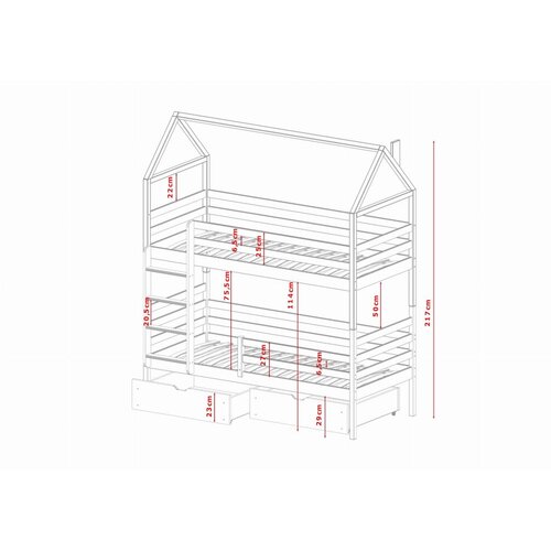 Molarem Home Drveni dječji krevet na kat Alex s ladicom - ka&amp;scaron;mir - 200x90 cm - Bez madraca Slike