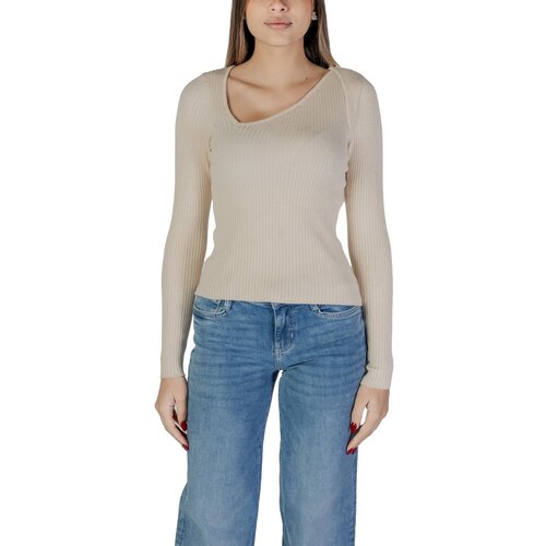 Vila Puloverji VINELLY L/S NECK DETAIL KNIT TOP/PB 14103386 Bela Cene