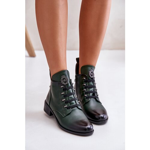 Boto Low insulated ankle boots with zipper with green decoration Nevalia Cijene