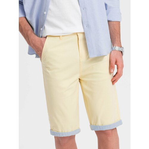 Ombre Men's chinos shorts with denim trim Slike