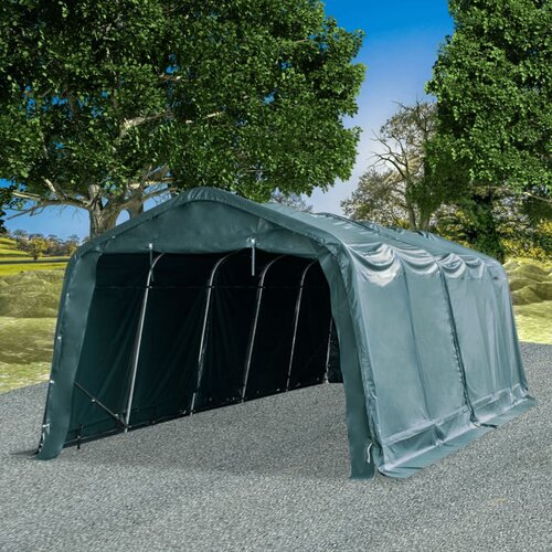 vidaXL Premični šotor za živino 550 g/m² 3,3x8 m PVC temno zelen Cene