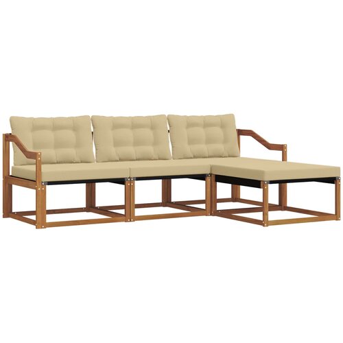  Set vanjskih sofa 4 kom. Prirodna i bež Smeđa 245,5 x 162,5 x 73 cm Slike