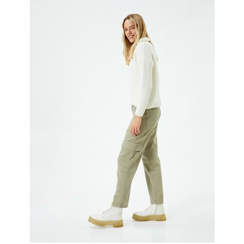 Koton Cargo Pants Straight Leg Pocket Detail Buttoned Cotton Slike