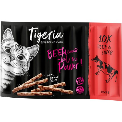 Tigeria Varčno pakiranje palčke 30 x 5 g - Govedina &amp;amp; jetra Slike
