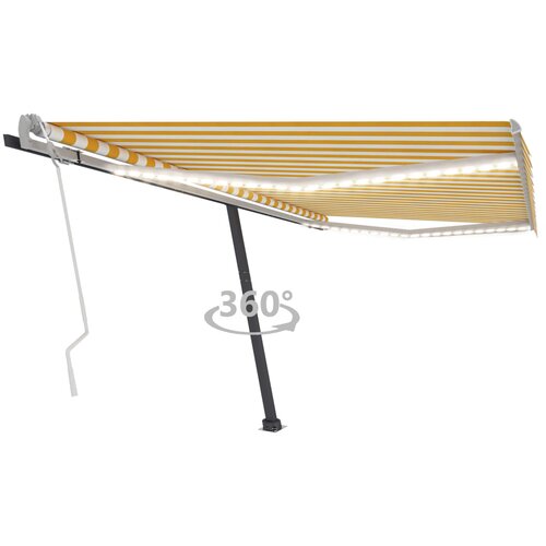 vidaXL Ročno zložljiva tenda z LED lučkami 450x350 cm rumena in bela Cene