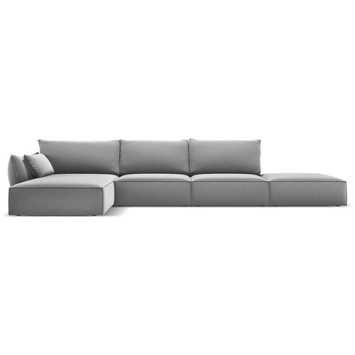Mazzini Sofas Svetlo siva žametna kotna sedežna garnitura z ležalnikom (levi kot) Vanda &amp;ndash; Slike