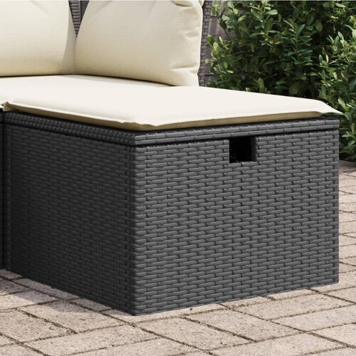 vidaXL Vrtni tabure s jastukom crni 55 x 55 x 37 cm od poliratana Cijene