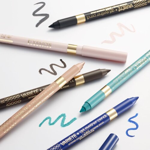 Eveline Cosmetics Vari&amp;eacute;t&amp;eacute; vodoodporni gel svinčnik za oči odtenek 02 Brown 1 kos Slike