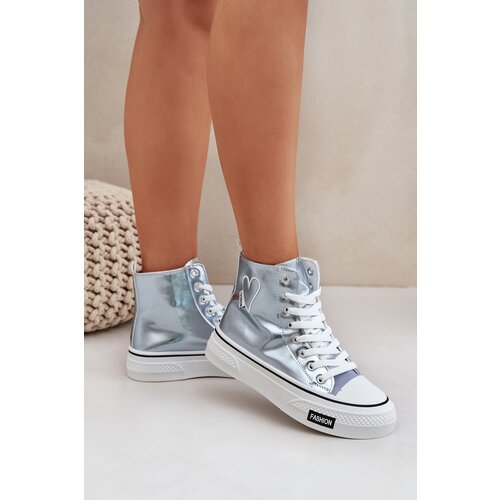 PS1 Metallic High Top Sneakers Women&amp;#039;s With Heart Blue Sumehra Slike