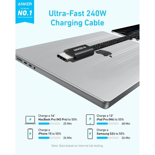 Anker Kabl Zolo USB-C na USB-C, 1m, 240W, Crni Slike
