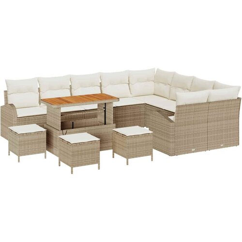 vidaXL Vrtna sedežna garnitura z blazino 13 pcs Bež in smetanova, (5000133469) Cene