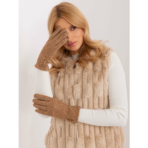 Fashion Hunters Camel winter gloves with buttons Cene