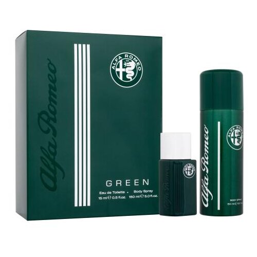 Alfa Romeo Green Set toaletna voda 15 ml + sprej za tijelo 150 ml za mo&amp;scaron;ke Slike