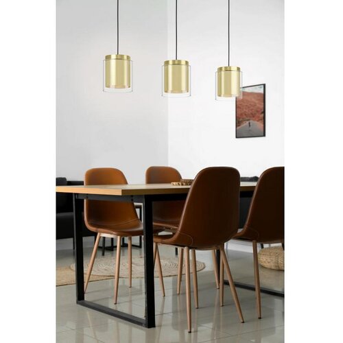 Lesnina XXXL visilica Lagunitas 99654, 3x E27, dužina 91 cm, mesing i prozirno staklo Slike