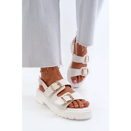 Kesi Women's Sandals with Buckles Eco Leather White Konanttia