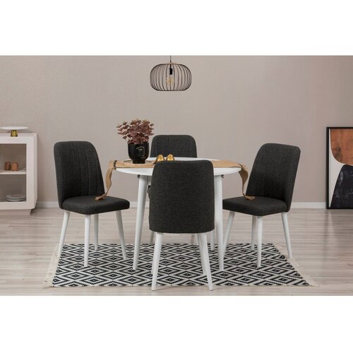 Woody Fashion trpezarijski sto i stolice vina 1053 white anthracite Slike