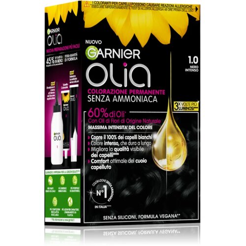 Garnier Olia permanentna barva za lase odtenek 1.0 Nero Intenso 1 kos Slike