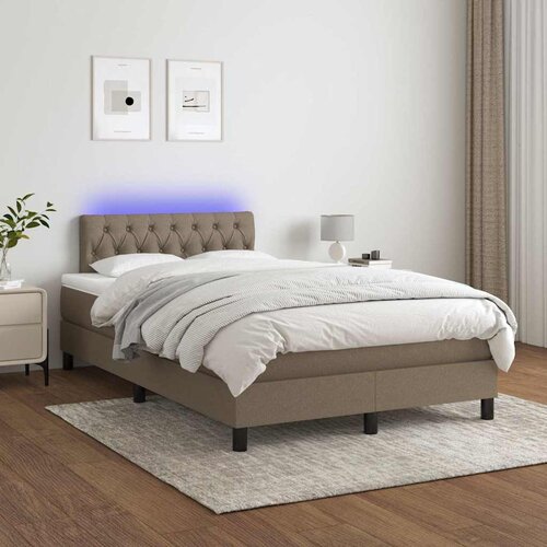  box spring s madracem LED smeđesivi 120 x 200 cm tkanina Cijene