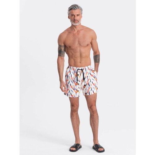 Ombre Men's swim shorts in colorful print - white Slike