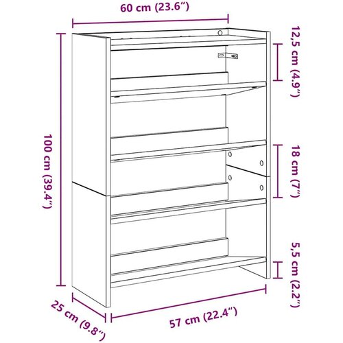 VidaXL stalak za cipele boja betona 80x25x61,5 cm konstruirano drvo Slike