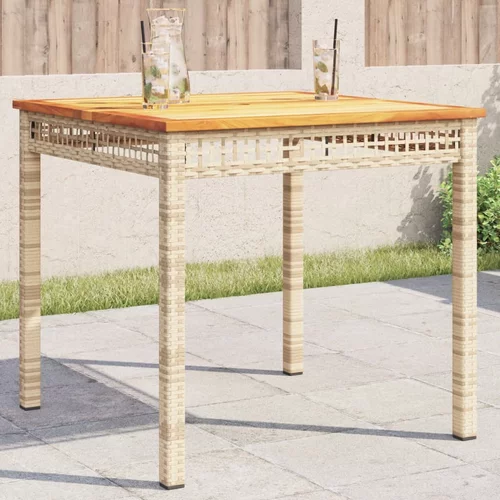  Vrtni stol bež 80 x 80 x 75 cm od poliratana i drva bagrema