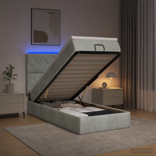  Krevet od pjene s madracem i LED-om Svjetlosiva 80 x 200 cm Cijene