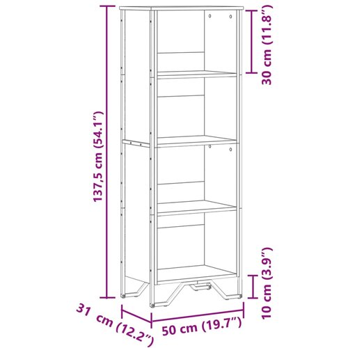  Regal za knjige crni 50x31x137,5 cm od konstruiranog drva Slike