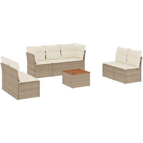 vidaXL 8-dijelni set vrtnih sofa od poliratana s jastucima bež Cijene