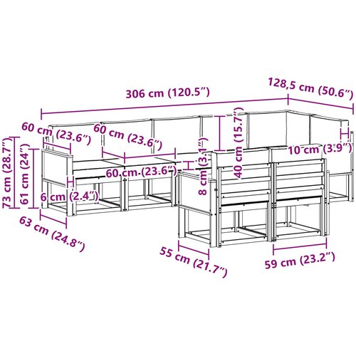  Set vanjskih sofa 8 kom. Prirodna i antracit Poliester Slike
