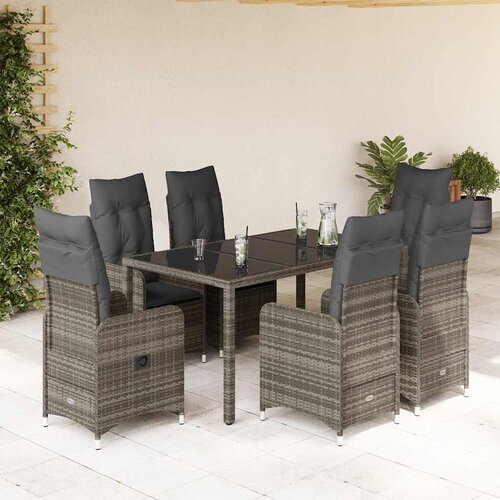  5-dijelni vrtni bistro set od poliratana s jastucima sivi Slike