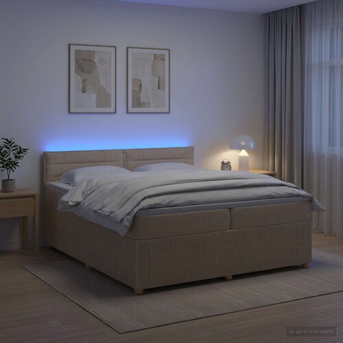  Boxspring krevet s madracem Krem 200 x 200 cm Tkanina Slike
