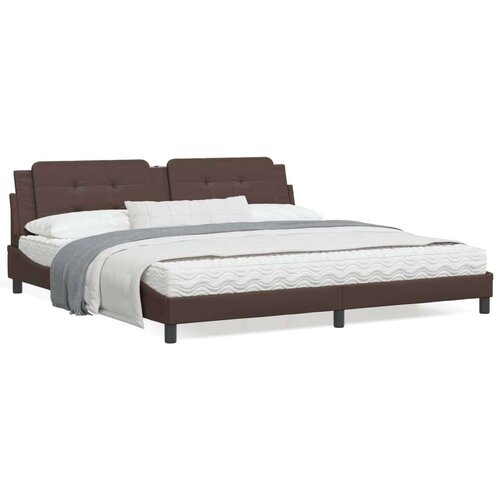  Posteljni okvir z vzglavjem rjav 200x200 cm umetno usnje, (21155914) Cene