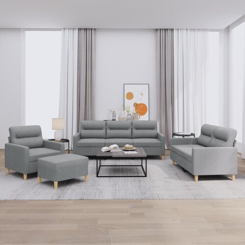  4-dijelni set sofa s jastucima svjetlosivi od tkanine Cene