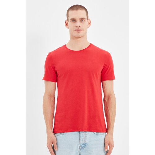 Trendyol Red Basic Men's Slim Fit 100% Cotton Short Sleeve Crew Neck T-Shirt - Cene