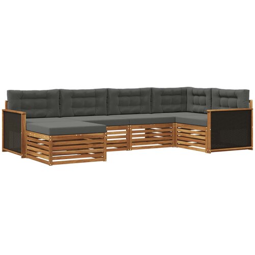  Set vanjskih sofa 6 kom. Prirodna i antracit Smeđa Slike