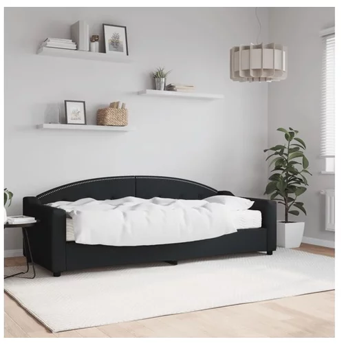 vidaXL Dnevna postelja z vzmetnico črna 80x200 cm blago