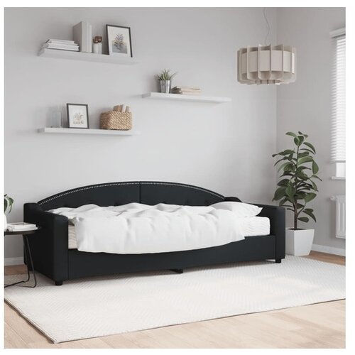 VidaXL Dnevni krevet s madracem crni 80 x 200 cm od tkanine Slike