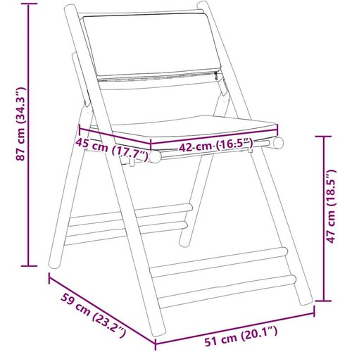 VidaXL 5-dijelni sklopivi bistro set s krem bijelim jastucima bambus Slike