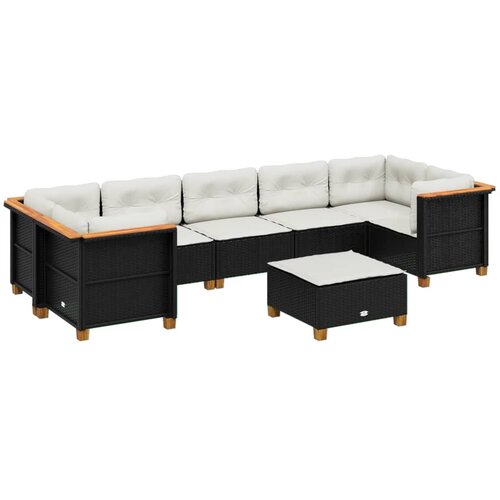 Maison Chic Seti vrtnega pohištva - Vrtna garnitura - Vrtni pohištvo set 8-delna z blazinami črn poli ratan, (21799841) Cene