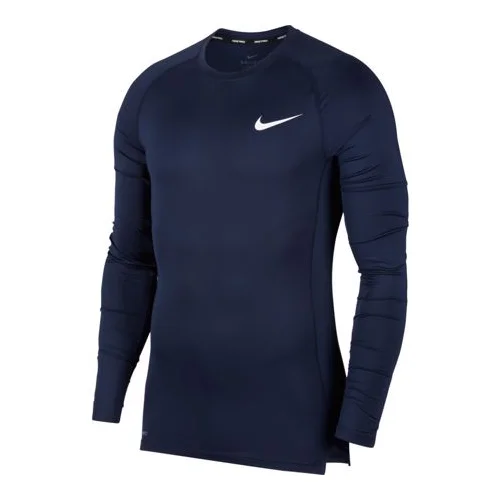 Nike Pro Long-Sleeve Compression Top, Obsidian/White, (20490411)