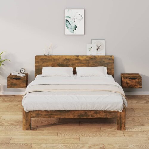 vidaXL Stenska nočna omarica 2 kosa dimljeni hrast 34x30x20 cm Cene
