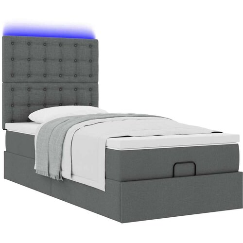 vidaXL Otomanski posteljni okvir z vzmetnico siv 100x200 cm blago Cene