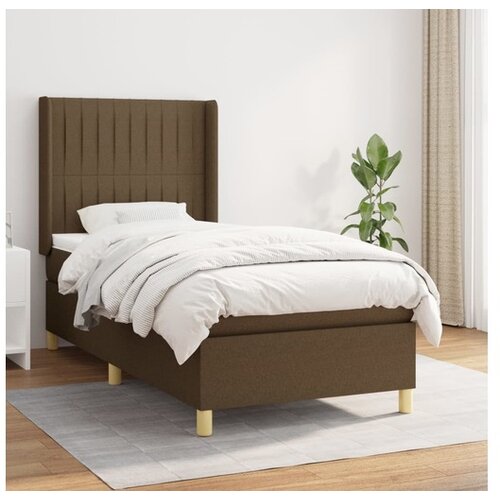  Box spring postelja z vzmetnico temno rjava 100x200 cm blago Cene