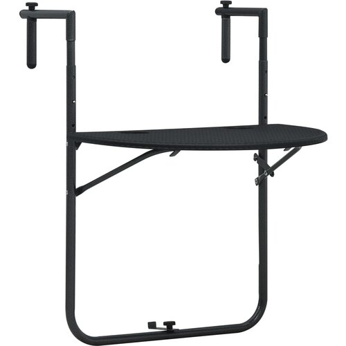 VidaXL Viseča balkonska mizica črna 60x64x83,5cm plastika videz ratana Slike