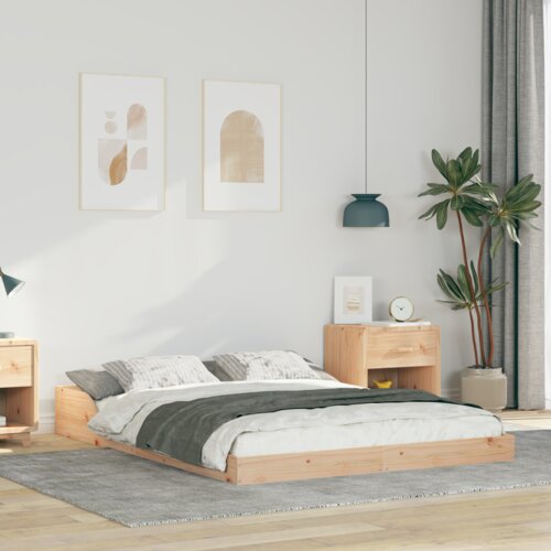 vidaXL Krevetna konstrukcija Smeđa 140 x 190 cm Masivna borovina Cene
